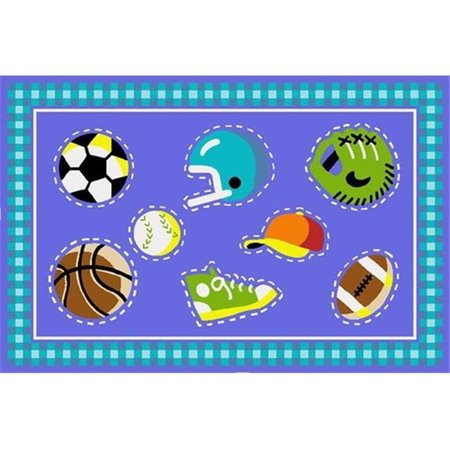 LA RUG, FUN RUGS LA Rug OLK-029 3958 Olive Kids Collection - Go Team! Rug - 39 x 58 Inch OLK-029 3958